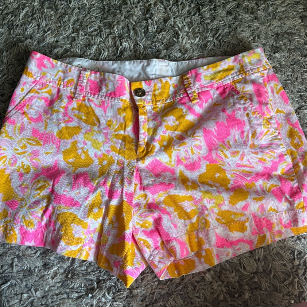 Lilly Pulitzer Pink and Yellow Floral Women's Shorts